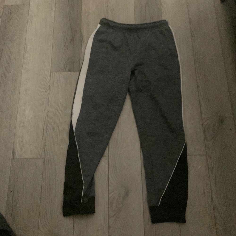 Grey black striped sweat pants for kids